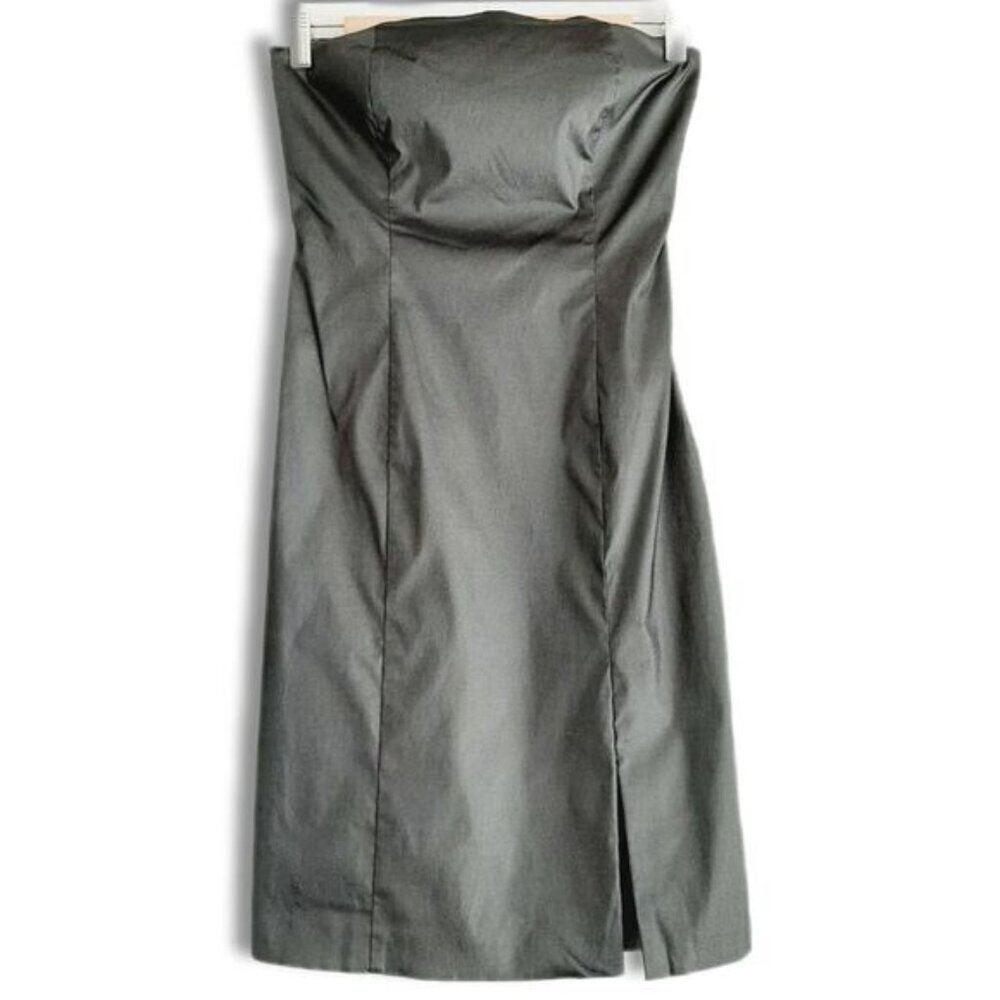 MEXX Fitted Satin Strapless Cocktail Mini Dress Grey Sz 4 Flawed